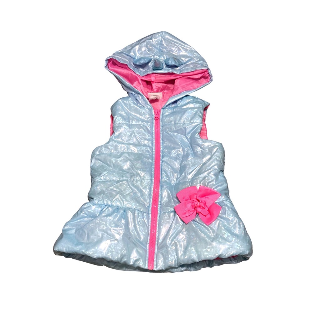 Jojo siwa Toddler Girls' Unicorn Hooded Puffer Vest with Bow Light Blue Sz 6x